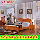 中式实木床1.8米双人床1.5米儿童床简约现代高箱床住宅家具橡木床