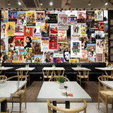 欧美怀旧复古大型壁画明星海报墙纸定制个性餐厅酒吧复古壁纸墙布