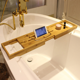 浴室置物架伸缩式竹制收纳木置物板多功能支架落地卫生间浴缸架子