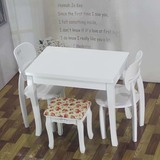 白色实木餐桌小户型餐桌椅组合4人长方形吃饭小桌子不可折叠餐桌