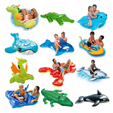 包邮INTEX儿童游泳圈动物儿童水上座骑宝宝卡通坐骑成人玩水玩具