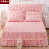 韩版公主蕾丝床裙单件纯色夹棉加厚床罩床单枕套床头罩1.5m1.8米