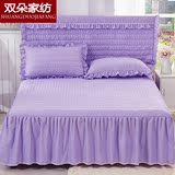 欧式韩版蕾丝花边床裙单件纯色夹棉加厚床单床套床头罩1.5m1.8米
