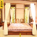 木恒盛红木 缅甸花梨木架子床 大果紫檀现代中式双人床 红木婚床
