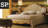 美式乡村布艺双人床小户型古典实木床欧式现代卧室婚床1.5 1.8米