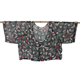 日式和风雪纺印花短开衫薄款羽毛图案蝙蝠袖夏季女外套百搭防晒衣