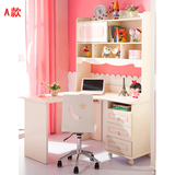 儿童书桌书柜组合粉色多功能欧式公主写字桌家用女童写字台带书架
