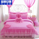 纯棉公主风蕾丝花边四件套韩式全棉床罩单双人床裙式1.5米1.8m床