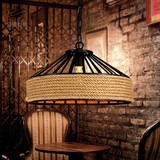 美式乡村田园麻绳灯吊灯 创意复古工业餐厅酒吧吧台铁艺单头吊灯