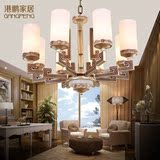 现代新中式吊灯中国风仿云石客厅灯简约大气美式复古餐厅吊灯灯具