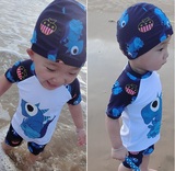 韩国外贸原单儿童连体防晒泳衣男童泳装宝宝婴儿冲浪服游温泉泳衣