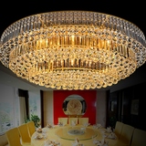 现代金色水晶灯豪华椭圆形LLED大气客厅酒店大堂大厅吸顶灯