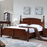 美式乡村全实木床1.8米双人床黑胡桃木床欧式床卧室家具新古典床