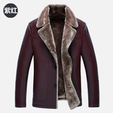 2016冬季皮毛一体男装外套中年短款皮草翻领羊羔绒内胆皮夹克