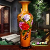 景德镇陶瓷花瓶 高档土豪金色牡丹落地1米大花瓶客厅时尚家居摆件