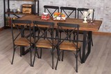 特价餐厅餐桌椅组合餐饮桌椅 复古实木家具铁艺美式乡村 整装支架