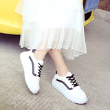 配裙子的鞋子女夏透气小白鞋系带松糕底韩版学生原宿风女装平底鞋