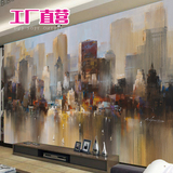 帝宜佳手绘抽象城市建筑油画壁画壁纸书房客厅卧室电视背景墙纸布