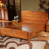 实木床1.8米双人高箱储物床  橡木大床 现代简约中式家具 木头床