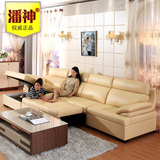 多功能真皮沙发组合头层牛皮小户型客厅储物两用转角可折叠沙发床