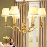 北欧美式树枝型全铜吊灯奢华大气客厅卧室黄铜灯具布艺铜色吸顶灯