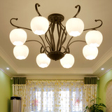 美式现代黑色铁艺吸顶灯新古典中式客厅餐厅卧室简约吊灯玻璃灯罩