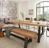 美式复古做旧铁艺实木餐桌饭桌酒吧桌办公桌长方形餐桌椅组合包邮