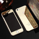 金色 iPhone5s电镀镜面钢化膜 苹果5/5s手机贴膜防刮玻璃保护彩膜
