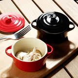 创意陶瓷厨房家用餐具双耳带盖小汤盅隔水煲汤碗炖盅蒸蛋盅甜品碗