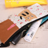韩国 可爱创意帆布笔袋 简约文具复古风格化妆包小包包笔盒收纳袋