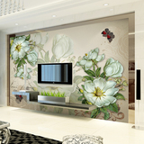 艾曼尼 现代欧式花卉客厅电视背景墙纸壁画卧室书房3d无缝无纺布