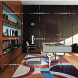 现代简欧个性创意不规则彩色条纹地毯客厅书房样板间玄关时尚地毯