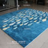 简约简欧现代个性创意蓝色海洋可爱小鱼时尚客厅卧室茶几腈纶地毯