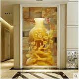 中式复古3D立体玉雕花瓶福字玄关壁画走廊过道背景墙壁纸