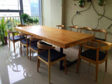 欧式小户型实木餐桌咖啡厅桌椅西餐桌长方形复古餐厅桌子原木长桌