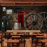 3D欧式复古怀旧英伦风格涂鸦背景墙壁纸餐厅酒吧ktv个性墙纸壁画