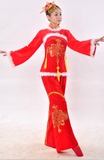 2016新款喜庆秧歌服装成人中国结红灯笼舞蹈表演服女款民族演出服