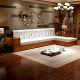 全实木沙发组合贵妃转角现代中式客厅木质储物水曲柳实木布艺沙发