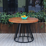 美式艺术复古铁艺餐桌椅组合简约餐厅实木桌4-6人圆桌咖啡桌特价