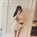 韩国代购2016春新款A字裙套装女名媛小香风OL两件套职业装半身裙