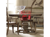 美国胡克品牌家居 餐厅美式法式复古雕花实木圆形4人餐桌拉伸饭桌
