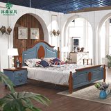 地中海橡木实木床1.5米1.8米成人双人床高箱床储物床婚床卧室家具
