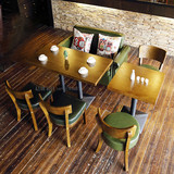 西餐厅实木餐桌椅简约咖啡厅奶茶店桌椅组合休闲甜品店茶餐厅桌椅