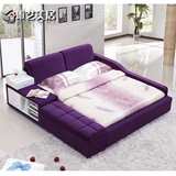 可拆洗1.5米 1.8米榻榻米床 布艺床双人床组合床软床婚床布床