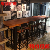 美式loft铁艺实木高脚长桌吧台桌酒吧桌定制星巴克咖啡厅桌椅组合