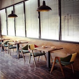 咖啡厅桌子仿古餐桌北欧做旧主题餐厅餐桌椅组合铁艺实木咖啡桌椅