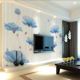 3D欧式简约卧室客厅电视背景老人儿童房墙纸优雅温馨花卉大型壁画