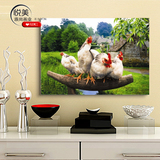 PET高清三维立体画光栅3D画两变动态图乡间动物鸡家禽卧室餐厅画