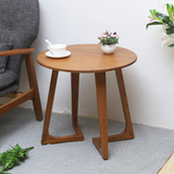 北欧实木小户型沙发角几/边几宜家橡木圆形简约现代小茶几边桌子