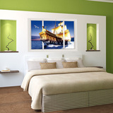 新款9223外贸新款帆船大海3d墙贴客厅装饰创意立体墙贴厂家